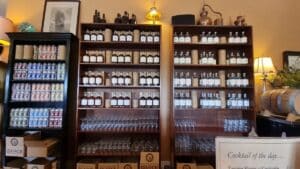 a wall display of Loch brewery and Distillery range 