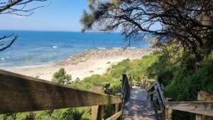 staircase overlooking shack bay beach