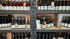 a display rack of wines at Loch's Gippsland Wine Company