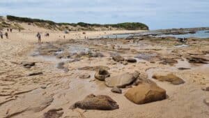 rock exposed at low tide at kilcunda Beach