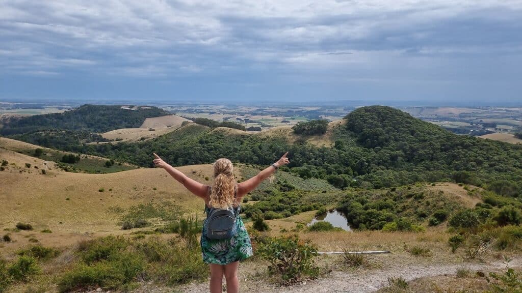 viewing the rolling hills of SOuth Gippsland at Mount Nicolls Lookout near Fish Creek