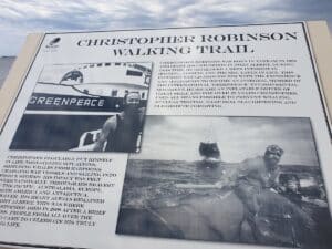 an information obad howing the Christopher Robeinson walking trail