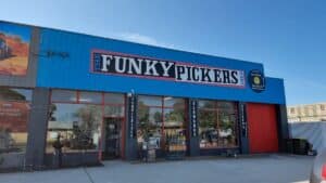 Shop front outside at Funky Pickers 